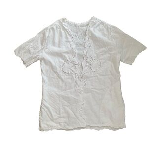 Vintage Handmade White Embroidered Open Top/Cardigan